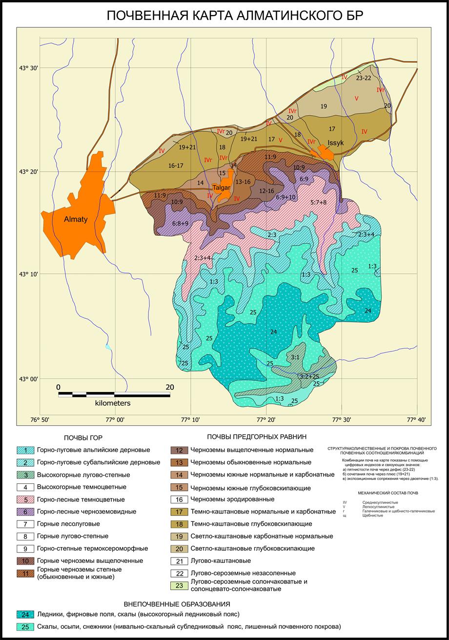 Почвенная карта Алматинского биосферного резервата