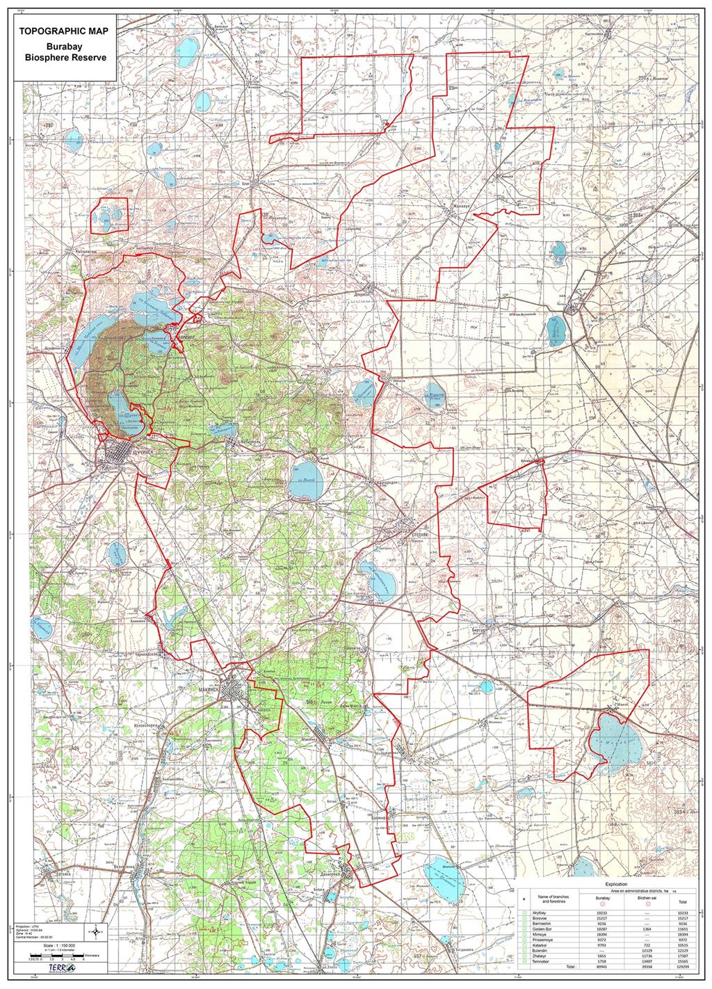 Topographic map Burabay BR A3