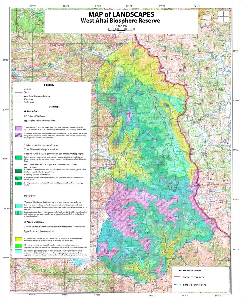 Map of Landscapes West Altai BR